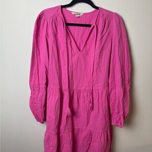 Boden Pink Long Sleeve V-Neck cotton dress